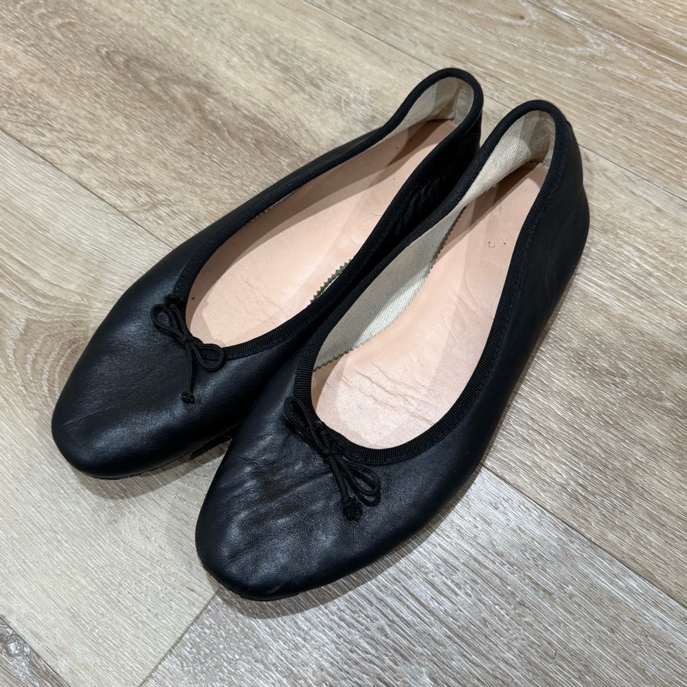 J.crew andi ballet flats in black leather